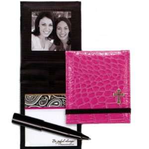 Christian Easter Gift Notepad and Pen Cross   Pink Croc