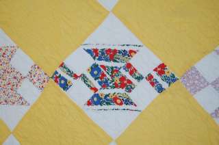 CHEERY 30s Jacobs Ladder Antique Quilt ~NICE YELLOW  