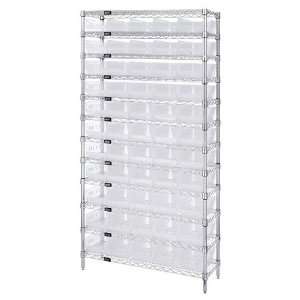  Chrome Wire Shelving & Clear Plastic Bins   WR12 106CL 