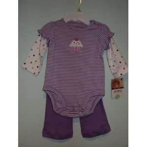  Carters Girls 2 piece L/S Purple/White Bodysuit and Pant 