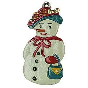  Snowwoman German Pewter Christmas Tree Ornament