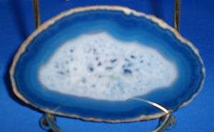 Blue Dyed Brazilian Agate Slices Lot of 3  