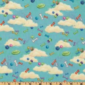  44 Wide Smoochie Poochie Clouds Turquoise Fabric By The 