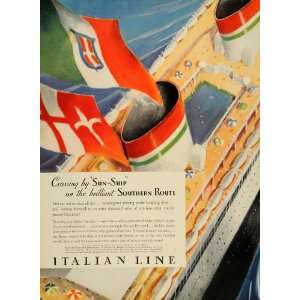  1935 Ad Italian Cruise Line Sun Ship Rex Roma Saturnia 