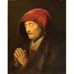  Oil Painting Old Woman in Prayer Rembrandt van Rijn Hand 