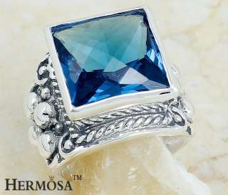   Huge Great King Power Jewelry Sky Blue Topaz Sterling Silver Ring 8.5