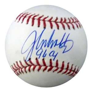  John Smoltz Autographed Ball   96 Cy Young   Autographed 