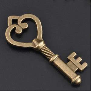   Steampunk Antiqued Bronze Skeleton Key w/ Heart Design 1 7/8  