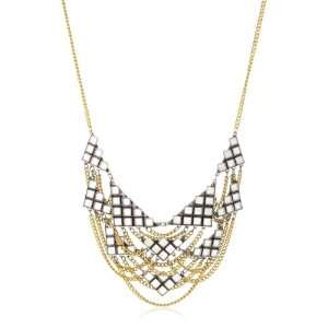  MiMi by Sorrelli Bold Mirrored and Chain Bib Necklace 