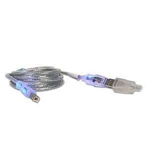   Foot USB 2.0 A to B Flash Cable with Blue LED (Clear) Electronics