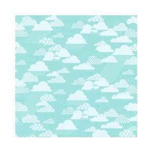   12 Paper   Rain Clouds   White on Lagoon Blue Arts, Crafts & Sewing
