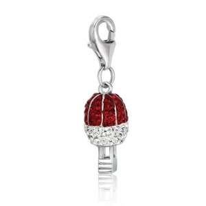   Silver Enamel & Crystal clip on hot air balloon charm Jewelry