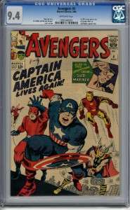 AVENGERS 4 CGC 9.4 OW pages *1st SILVER AGE CAPTAIN AMERICA *Silver 
