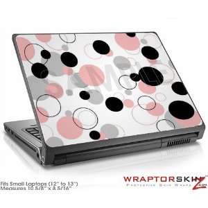  Small Laptop Skin Lots of Dots Pink on White Electronics
