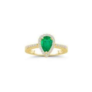  0.22 Cts Diamond & 0.64 Cts of 8x5 mm AAA Pear Emerald 