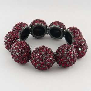  Sista Jewelry Red Rhinestone Ball Stretch Bracelet 