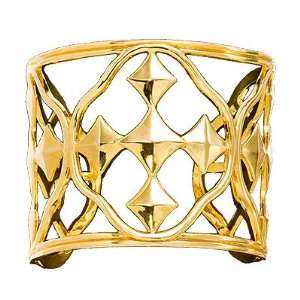   Statement Shield of Faith Cuff Bracelet, Gold Plated, Cross Medal
