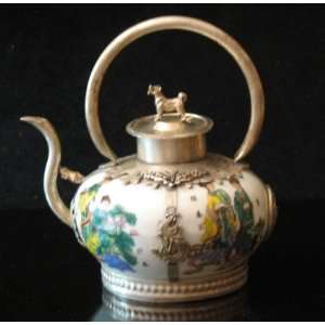    Tibetan 5 Petite Porcelain Silvering Belle Teapot 