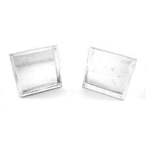   Silver Square Recessed Cufflink Backs Setting 16mm Pad DIY Findings