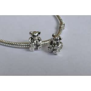  925 Sterling Silver Teddy Bear Charm Bead for Bracelet or 