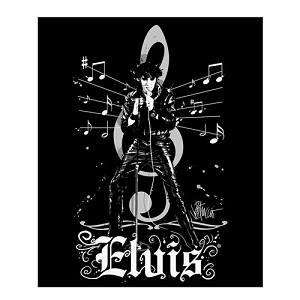   Licensed Elvis in Black Ultra Soft Fleece Blanket Throw 50 x 60