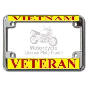 Motorcycle   Vietnam Veteran Chrome Metal Motorcycle License Plate 