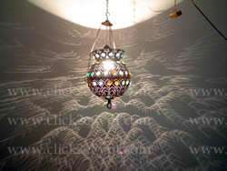 Aladdin Arabian Egyptian Handmade Jeweled Hanging Lamp  