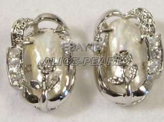Fashion Pair 18K GOld Plated WHite Biwa pearl Earring 3348  