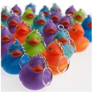 Assorted Pattern Rubber Duck Keychains Toys & Games