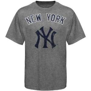   New York Yankees Enthusiast Premium Tri Blend Heathered T Shirt   Ash