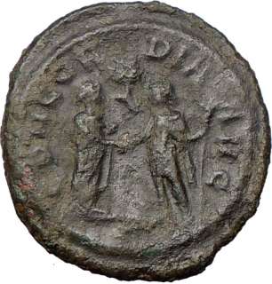   Big Rare Ancient Roman Coin Emperor shaking hands w SEVERINA  