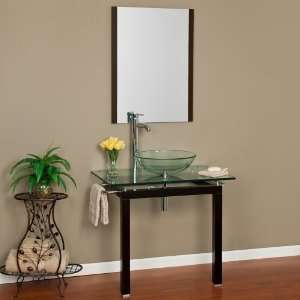  34 Pilsen Glass Console Sink with Vessel Sink and Mirror 