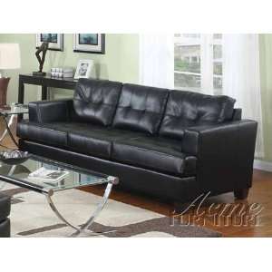  Contemporary Black Bonded Leather Sofa