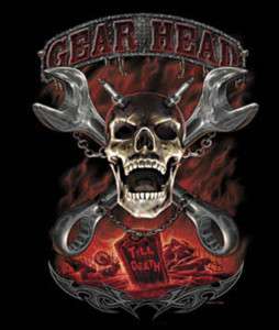 GearHead till Death Hot Rod Skull biker T Shirt  