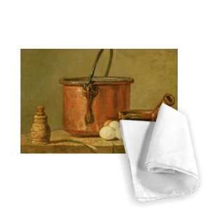 Still Life of Cooking Utensils, Cauldron,   Tea Towel 100% Cotton 