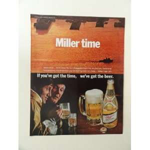 Miller Beer, 1971 print ad (sun set/boat .) Orinigal Magazine Print 