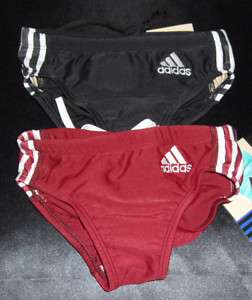 Lot 2 Boys Adidas BK/WH & BU/WH Swim Brief NWT Size 22  