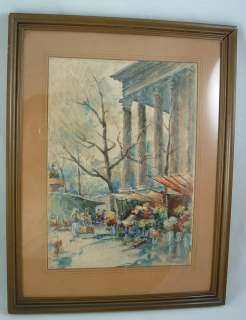 OLD ITALIAN WATERCOLOR ILLEGIBLE SIGN. PAINTING SEE SIGNATURE  