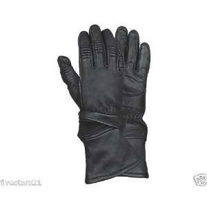   Deer Skin Black Zip Off Cuff Gauntlet Gloves Large 