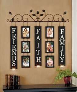 INSTOCK~Friends~Faith~Family~Sentiment Wall Photo Frame Sconce Scroll 