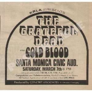  Grateful Dead Santa Monica 1970 Concert Promo Ad