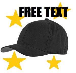   BLACK FLEXFIT Cap Hat FITTED ~ FREE TEXT * YUPOONG Baseball  