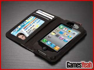   Genuine Leather Wallet Case for ATT VERIZON,SPRINT iPhone 4 & 4S