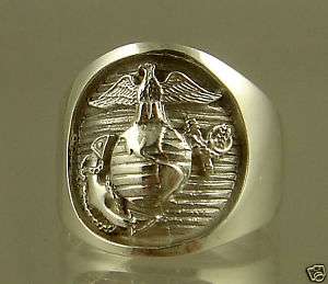 MARINE CORPS STERLING RING OFFICIAL LICENSE  SIZE 8  