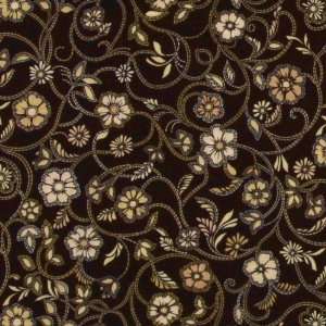  44 Wide An Apple A Day Floral Embroidery Chocolate 