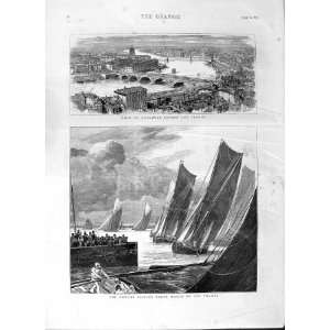  1875 TOULOUSE FLOODS FRANCE SAILING BARGE MATCH THAMES 