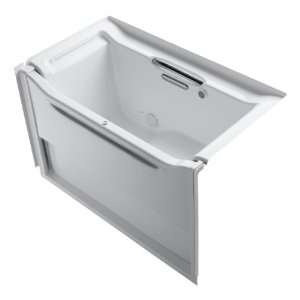   Wall Bath with Included Left Hand Drain and Installed Grab Bar, White