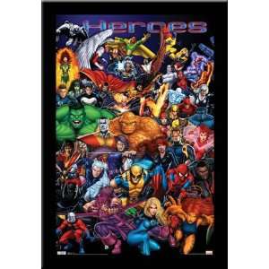 Marvel Superheroes group art FRAMED 26X38