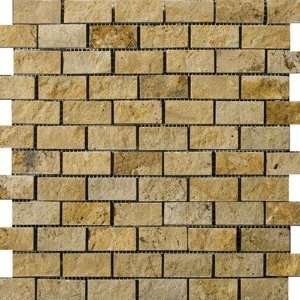   12 Travertine Split Face Brick Joint Mosaic in Gold