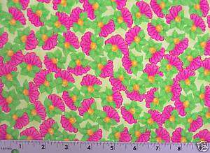 Camelot Cottons PINK & GREEN FLOWERS FABRIC  